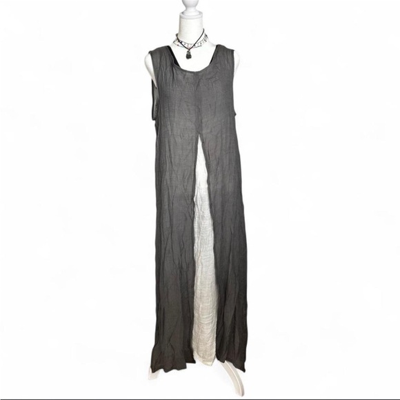 Boho Joli Grey Linen-esque Maxi Dress Size Medium - Picture 3 of 7
